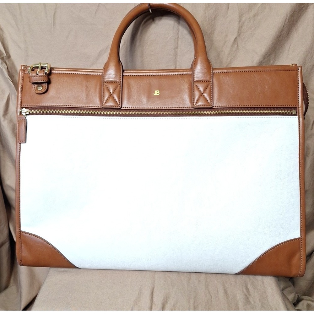 Mark &‎ Graham Tote Bag Concourse Boarding Carry-on Purse White Tan JB Monogram